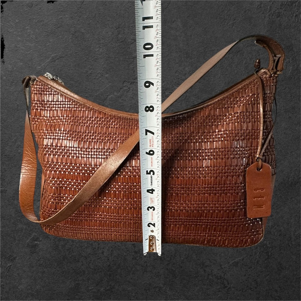 Vintage CEM Woven Leather Shoulder Bag Women Medium Brown Made in Brazil Hobo - Picture 4 of 14
